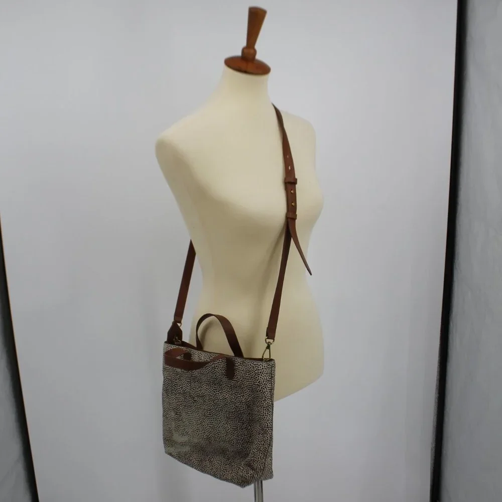 Madewell Cross Body Leather Speckled Fur Distressed Cross Body Purse Bag - Picture 4 of 12
